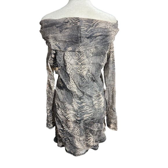 Y2K My Pretty Angel Mesh Off The Shoulder Dress Long Sleeve Animal Print Sz M - Picture 3 of 16